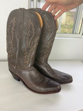 OLD WEST LF1534 Brown Leather Cowboy Boots size 9.5